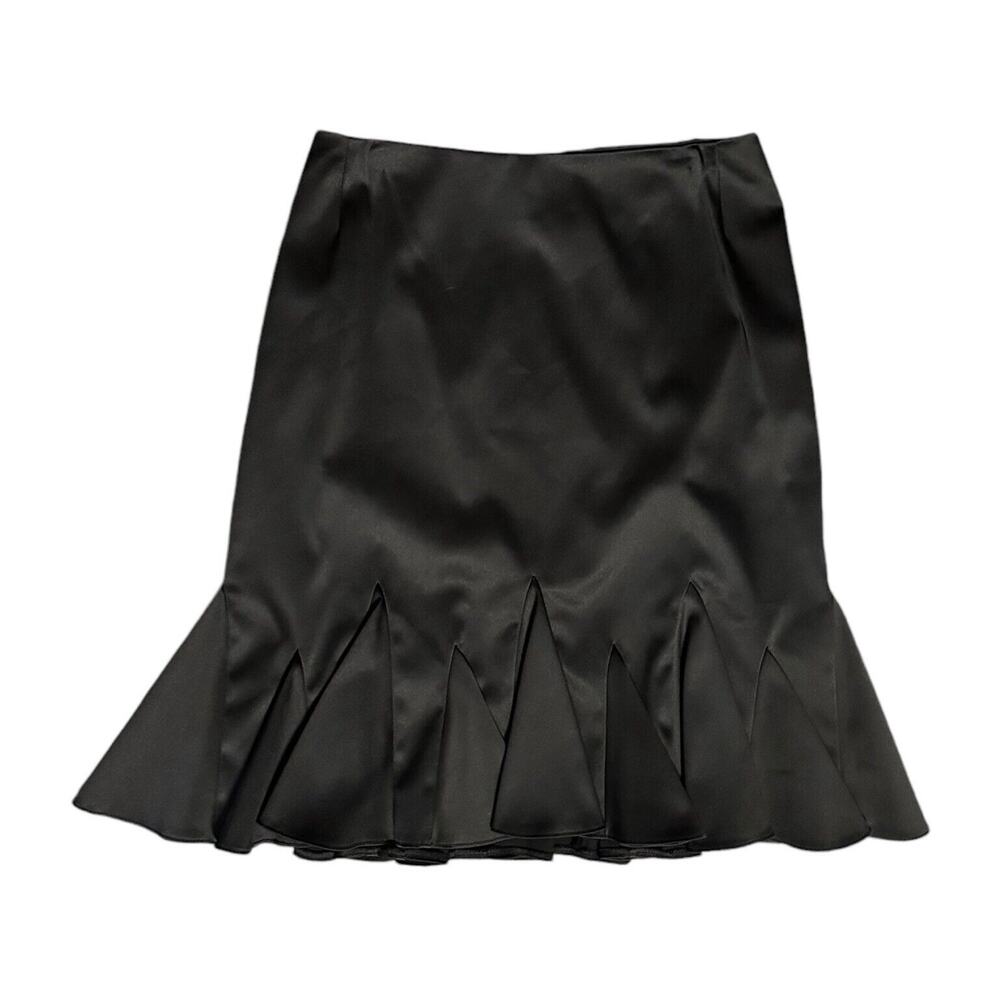 JS Collection Womens Black Trumpet Skirt Sz 12 Back‎ Zipper Satin Party Cocktail